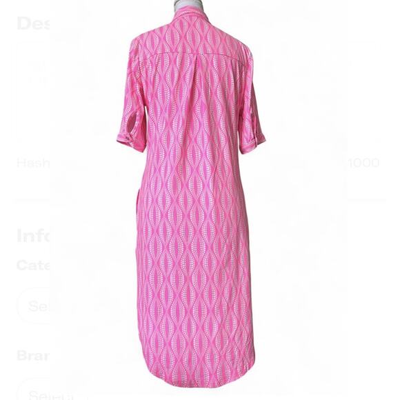 Lulu B Colorful Comfy UPF Outdoor Dress Sz XS Neon Pink 3/4 Sleeve Pockets - Picture 5 of 7